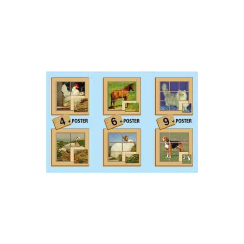 6 PUZZLES ANIMALES GRANJA 4-6-9
