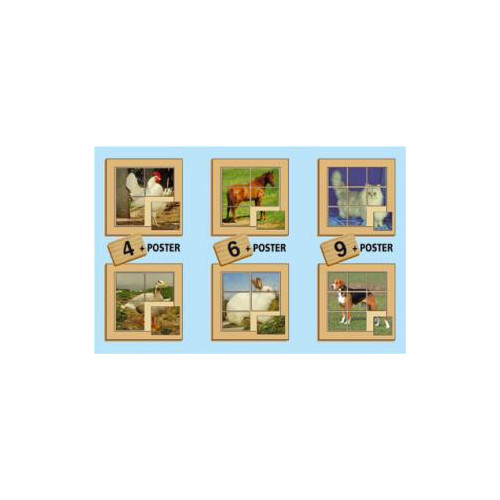 6 PUZZLES ANIMALES GRANJA 4-6-9