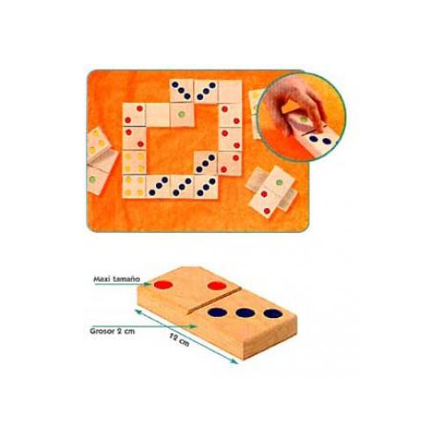 DOMINÓ GIGANTE. 15 fichas de madera de 12 x 6 x 2 cm.