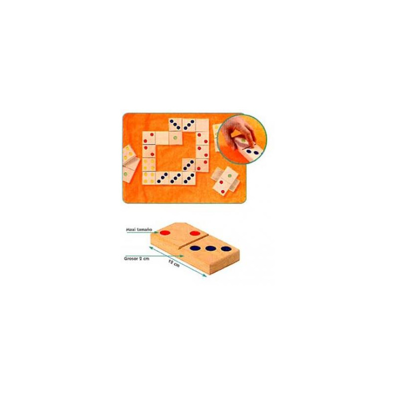 DOMINÓ GIGANTE. 15 fichas de madera de 12 x 6 x 2 cm.