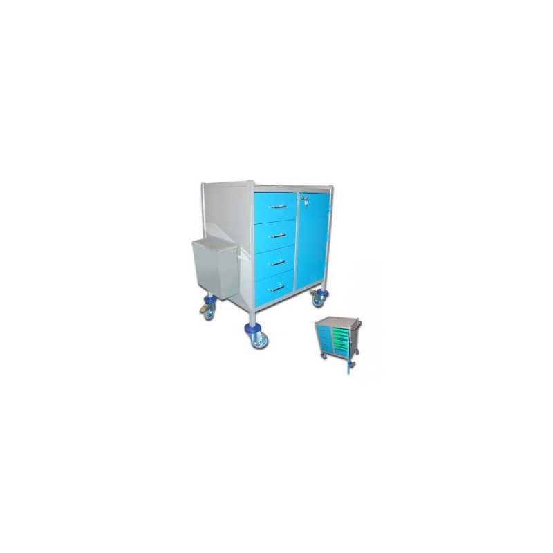 Carro 7 bandejas 1AM0204 y cubeta bajo llave, 4 ca