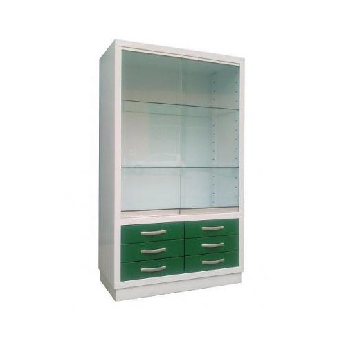 VITRINA A.ESMALTADO. 6 CAJONES ABS Y PUERTAS CORRE